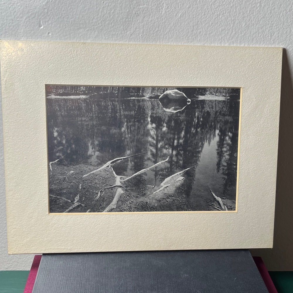 Vintage Black‎ & White Serene Lakeshore Photograph Pint Matted Sealed